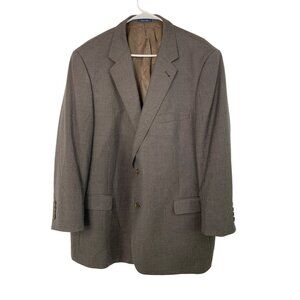 Turnbury Mens Wool Blazer Jacket 48R Brown Houndstooth Two-Button Suit Coat